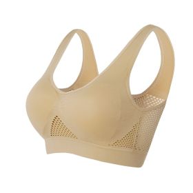 Women Yoga Underwear Padded Crop Tops Underwear Gym Top Yoga Sport Bra Breathable Fitness Running Vest Yoga Bras Sports Type (Color: BEIGE, size: 4XL)