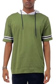 SHORT SLEEVE HOODED SHIRT (Color: OLIVE, size: L)