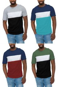 COLOR BLOCK SHORT SLEEVE TSHIRT (Color: NAVY TEAL, size: XL)