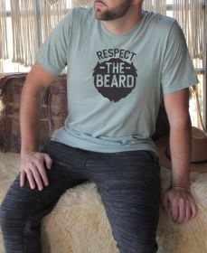 Respect the Beard Mens Tee (Color: Prism Dusty Blue, size: XL)