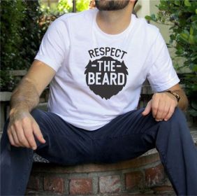 Respect the Beard Mens Tee (Color: White, size: M)