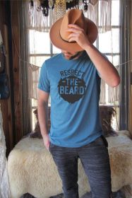Respect the Beard Mens Tee (Color: Heather Deep Teal, size: L)