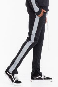 SINGLE STRIPE TRACK PANTS (Color: BLACK REFLECTIVE, size: M)
