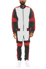 COLOR BLOCK TRACK SET (Color: BLACK RED, size: M)