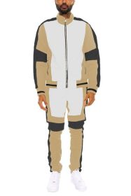 COLOR BLOCK TRACK SET (Color: KHAKI/BLACK, size: S)