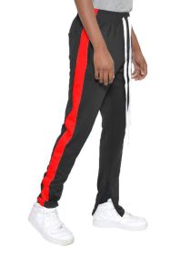 SINGLE STRIPE TRACK PANTS (Color: BLACK RED, size: S)