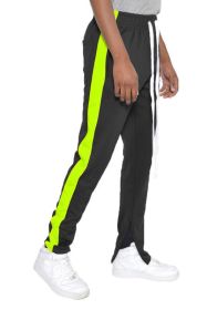 SINGLE STRIPE TRACK PANTS (Color: black lime, size: XL)