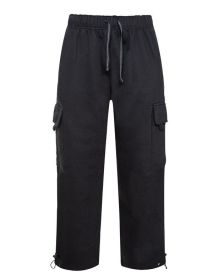 Heavyweight Fleece Cargo Pants (Color: Black, size: M)