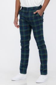 Weiv Mens Plaid Trouser Pants (Color: Blue, size: 36)