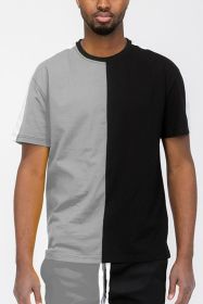 TWO TONE COLOR BLOCK SHORT SLEEVE TSHIRT (Color: YELLOW BLACK, size: M)