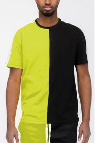 TWO TONE COLOR BLOCK SHORT SLEEVE TSHIRT (Color: SKY BLACK, size: M)