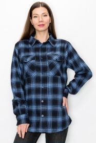 Womens Boyfriend Flannel Shirt S-L ONLY (Color: 102 NAVY SKY, size: M)