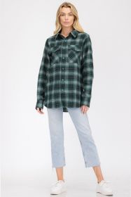 Womens Boyfriend Flannel Shirt S-L ONLY (Color: 102 GREEN BLACK, size: L)
