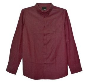 Weiv Men's Casual Long Sleeve Shirts (Color: BURGUNDY, size: 3XL)