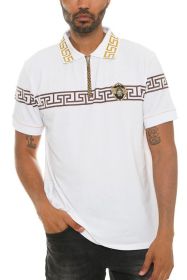 Version Couture Polo Button Down Shirt (Color: White, size: S)