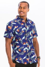 Hawaiian Print Button Down Shirt (Color: MULTI, size: 2XL)