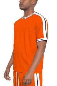 Striped Tape Short Sleeve T-shirt (Color: Orange, size: XL)