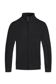 Weiv Mens Solid Full Zip Sweater (Color: Black, size: XL)
