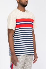 CHAIN LINK PRINT SHORT SLEEVE TSHIRT (Color: Black, size: XL)