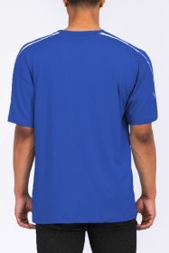 ROUND NECK TAPE STRIPE TSHIRT (Color: ROYAL, size: S)