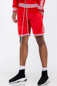 Status Print Velour Shorts Suede Shorts (Color: RED WHITE, size: XL)