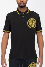 Lion Head Polo Shirt (Color: Black, size: L)