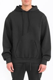 Mens Solid Tech Fleece Hoodie (Color: Black, size: L)