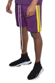 Side Stripe Tape Shorts (Color: DARK PURPLE, size: S)