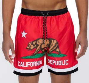 California CA Bear Swim Trunks Board Shorts (Color: Red, size: 3XL)