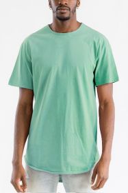 Extended Scallop Round Neck Tshirt (Color: HEDGE, size: L)