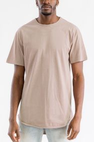 Extended Scallop Round Neck Tshirt (Color: H. GREY, size: L)
