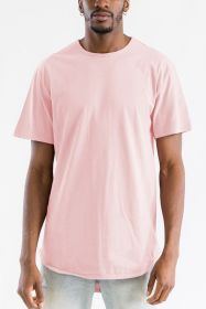 Extended Scallop Round Neck Tshirt (Color: PEACH, size: S)