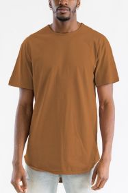 Extended Scallop Round Neck Tshirt (Color: SPICE, size: XL)