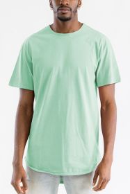 Extended Scallop Round Neck Tshirt (Color: JADE, size: XL)