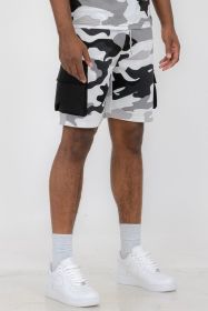 Weiv Mens Full Camo Sweat Shorts (Color: Grey, size: S)