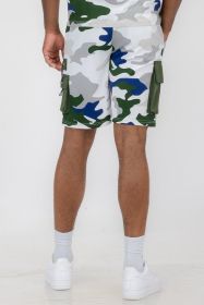 Weiv Mens Full Camo Sweat Shorts (Color: White, size: L)