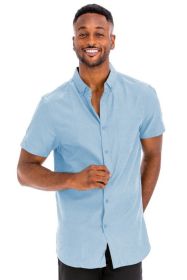 Weiv Men's Casual Short Sleeve Solid Shirts (Color: Sky blue, size: S)