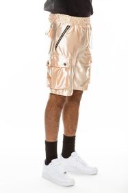 Satin Street Cargo Shorts (Color: CHAMPAGNE, size: M)