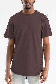 Extended Scallop Round Neck Tshirt (Color: CAPPUCHINO, size: L)
