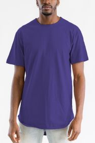 Extended Scallop Round Neck Tshirt (Color: Purple, size: L)