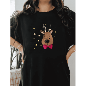 Casual Women's Cotton T-Shirt with Bow Detail - Trendy and Comfortable for Every Season (Style: 63)