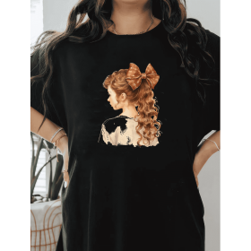 Casual Women's Cotton T-Shirt with Bow Detail - Trendy and Comfortable for Every Season (Style: 450)