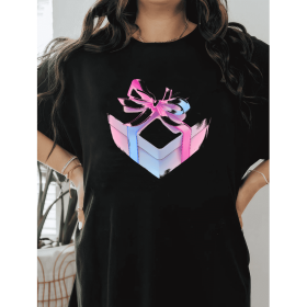 Casual Women's Cotton T-Shirt with Bow Detail - Trendy and Comfortable for Every Season (Style: 234)