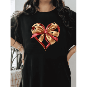 Casual Women's Cotton T-Shirt with Bow Detail - Trendy and Comfortable for Every Season (Style: 490)